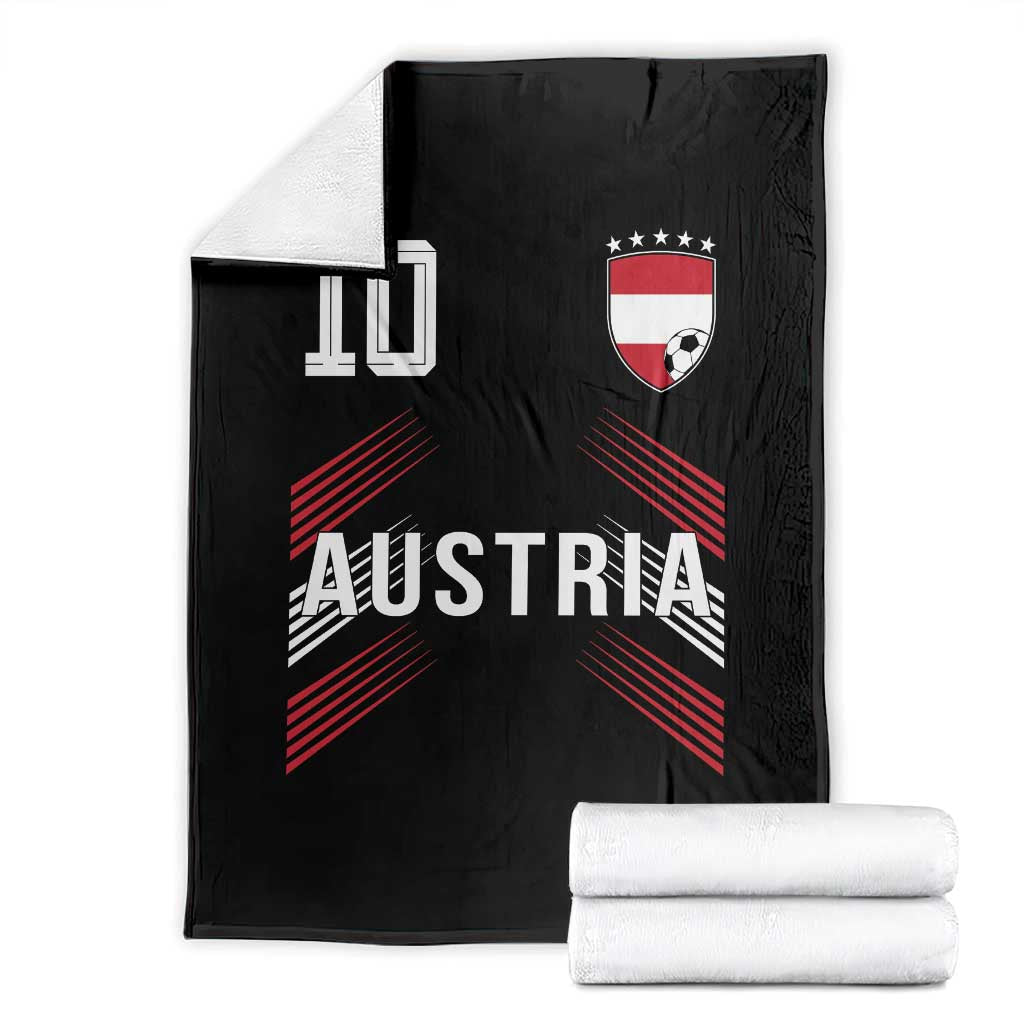 Austria Soccer Sports Graphic Number 10 Jersey Style Throw Blanket Proud Austrian Football Fans Game Day Pride TS02 Black Print Your Wear