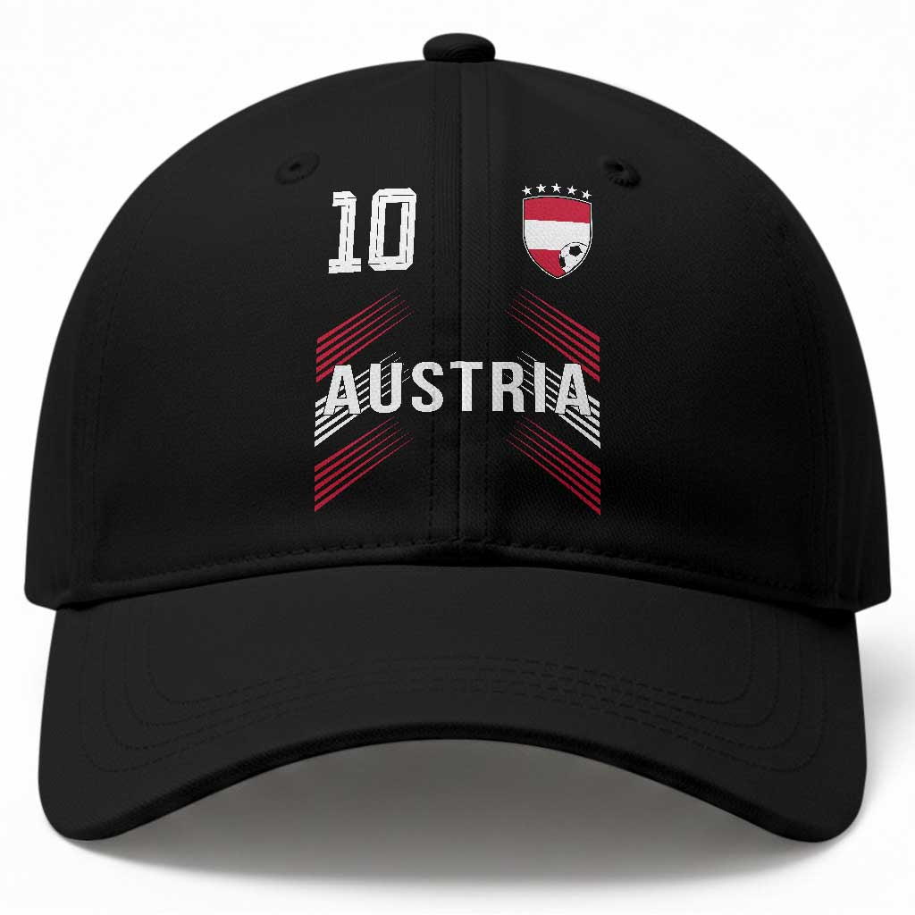 Austria Soccer Sports Graphic Number 10 Jersey Style Baseball Cap Proud Austrian Football Fans Game Day Pride TS02 Print Your Wear