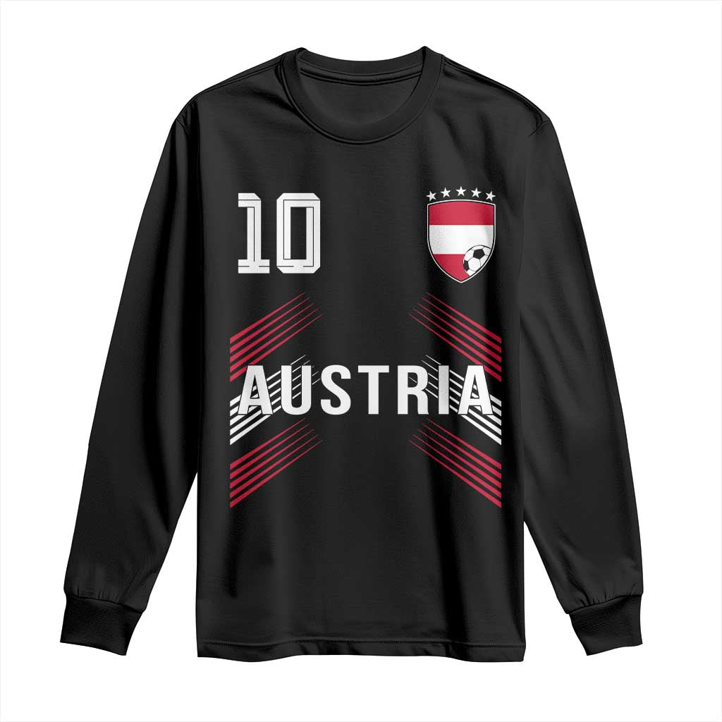 Austria Soccer Sports Graphic Number 10 Jersey Style Long Sleeve Shirt Proud Austrian Football Fans Game Day Pride TS02 Black Print Your Wear
