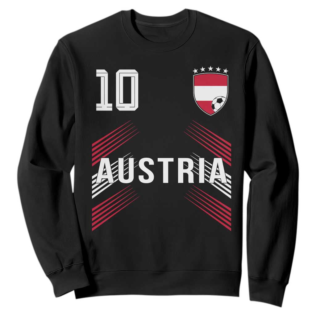 Austria Soccer Sports Graphic Number 10 Jersey Style Sweatshirt Proud Austrian Football Fans Game Day Pride TS02 Black Print Your Wear