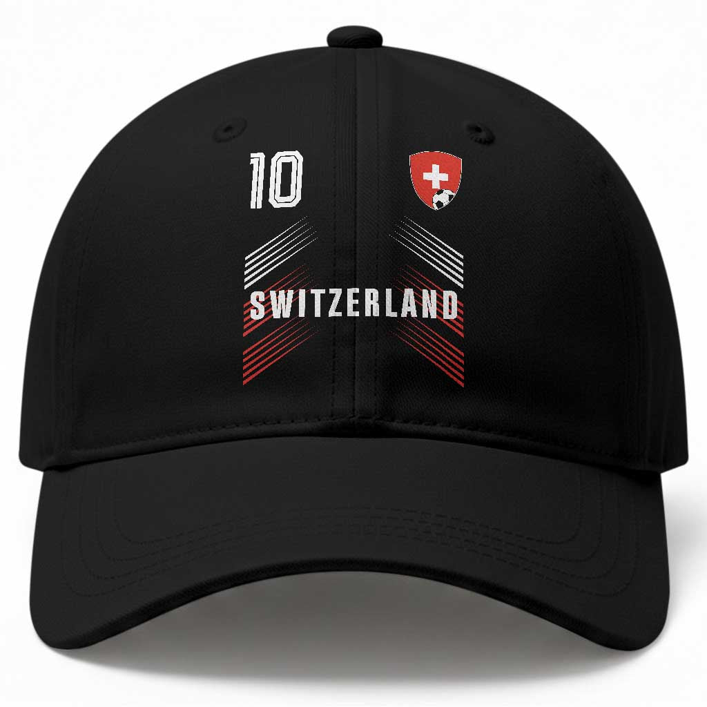 Switzerland Soccer Sports Graphic Number 10 Jersey Style Baseball Cap Proud Swiss Football Fans Game Day Pride TS02 Print Your Wear