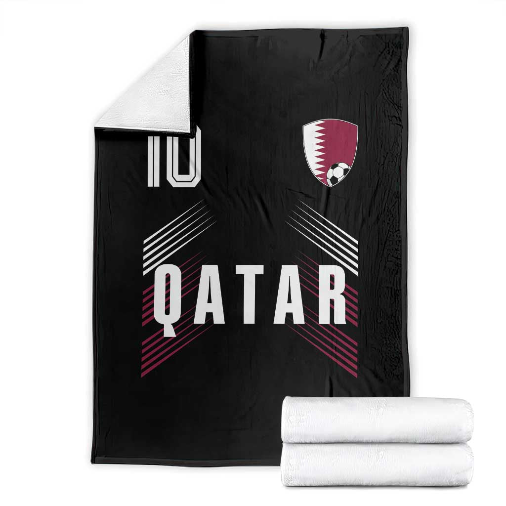 Qatar Soccer Sports Graphic Number 10 Jersey Style Throw Blanket Proud Qatari Football Fans Game Day Pride TS02 Black Print Your Wear