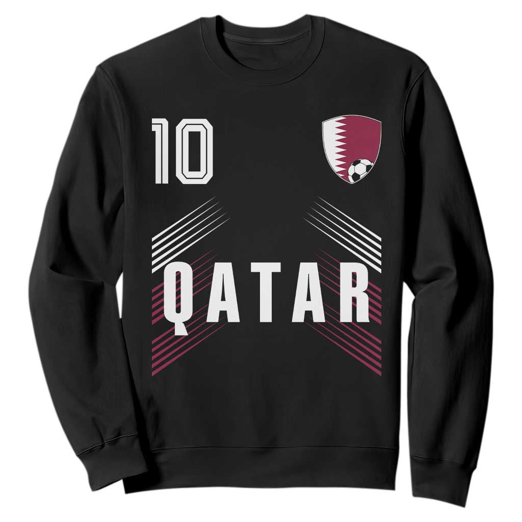 Qatar Soccer Sports Graphic Number 10 Jersey Style Sweatshirt Proud Qatari Football Fans Game Day Pride TS02 Black Print Your Wear