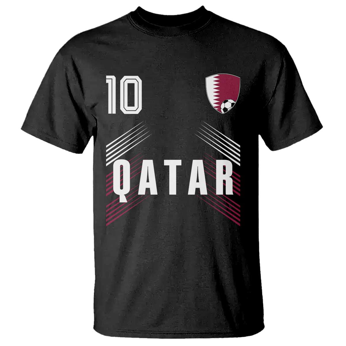 Qatar Soccer Sports Graphic Number 10 Jersey Style T Shirt Proud Qatari Football Fans Game Day Pride TS02 Black Print Your Wear