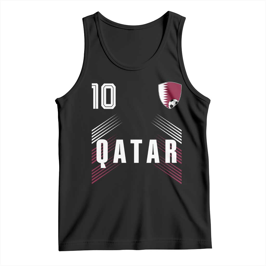 Qatar Soccer Sports Graphic Number 10 Jersey Style Tank Top Proud Qatari Football Fans Game Day Pride TS02 Black Print Your Wear