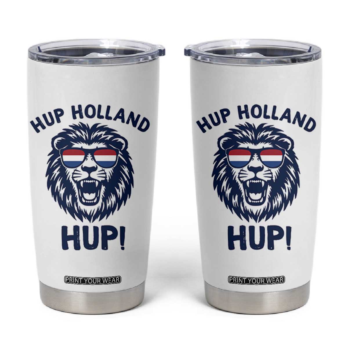 Hup Holland Hup Lion Netherlands Flag Tumbler Cup Nederlands Dutch Pride Soccer Fans TS02 White Print Your Wear