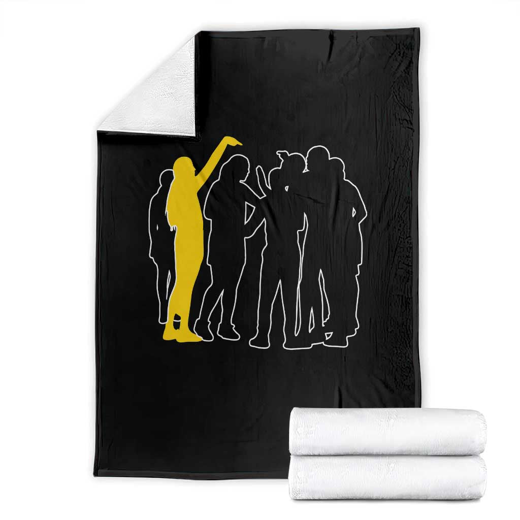Viral Basketball Pointing Huddle Throw Blanket Funny Women Sports Culture Meme Yellow Silhouette Graphic TS02 Black Print Your Wear