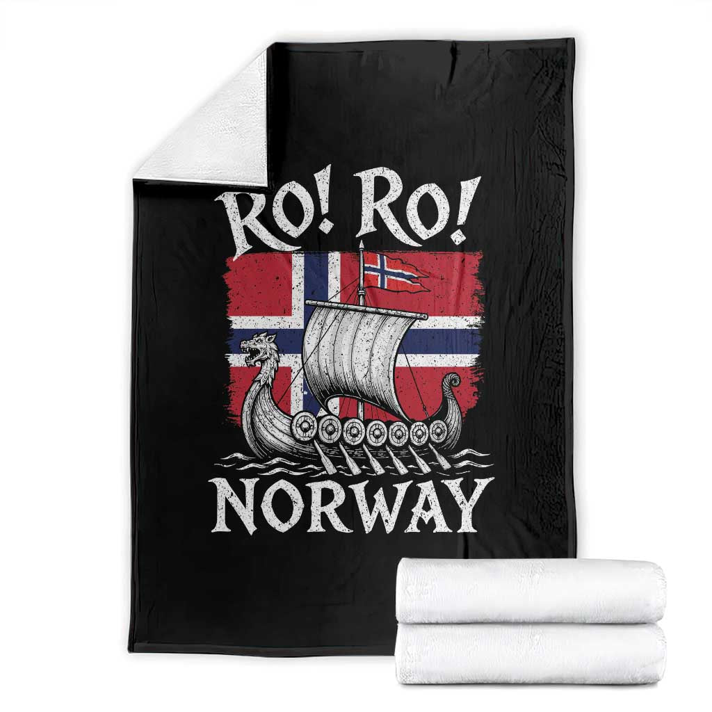 Funny Norway Viking Longship Ro Ro Throw Blanket Vintage Norge Norwegian Flag Football Fans TS02 Black Print Your Wear