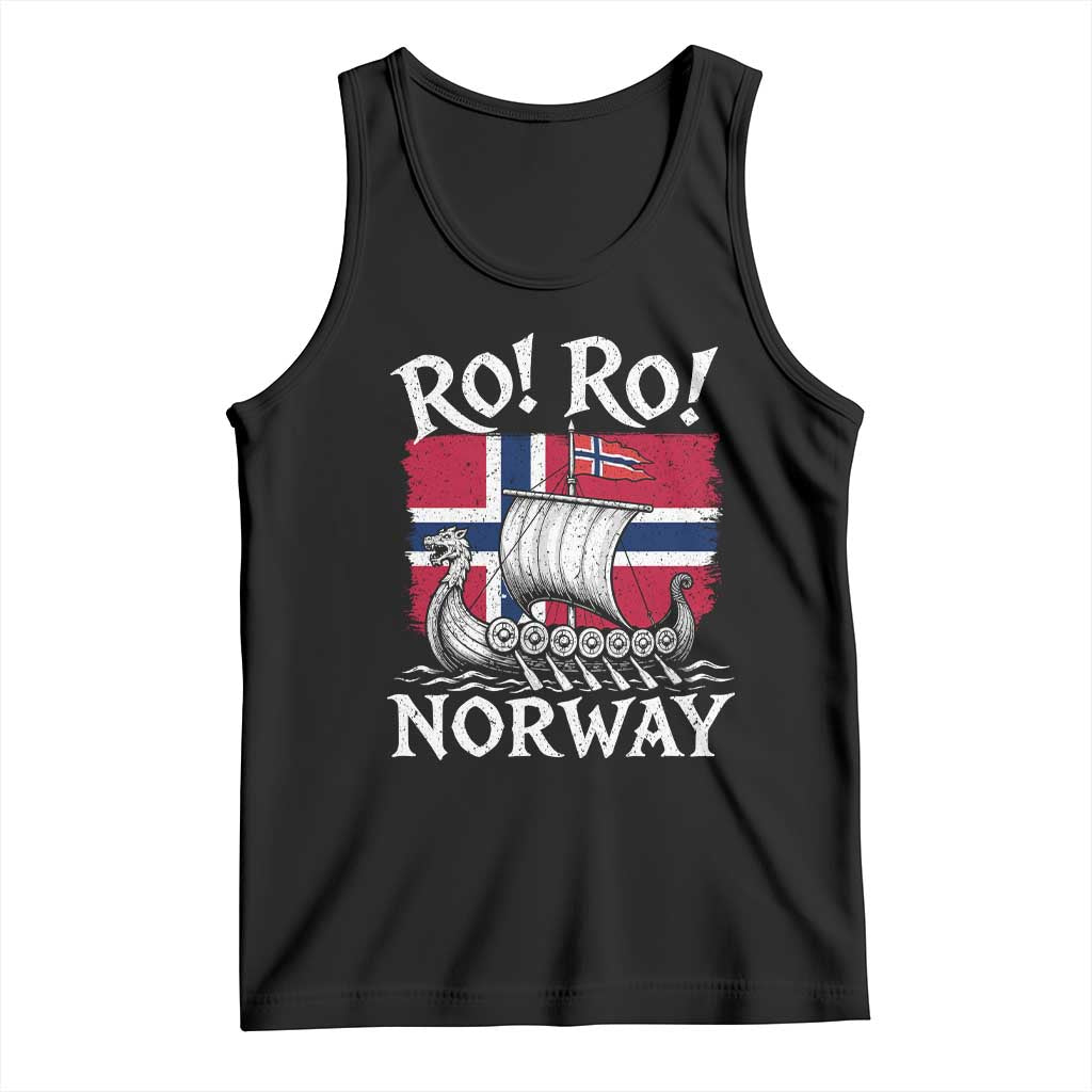 Funny Norway Viking Longship Ro Ro Tank Top Vintage Norge Norwegian Flag Football Fans TS02 Black Print Your Wear
