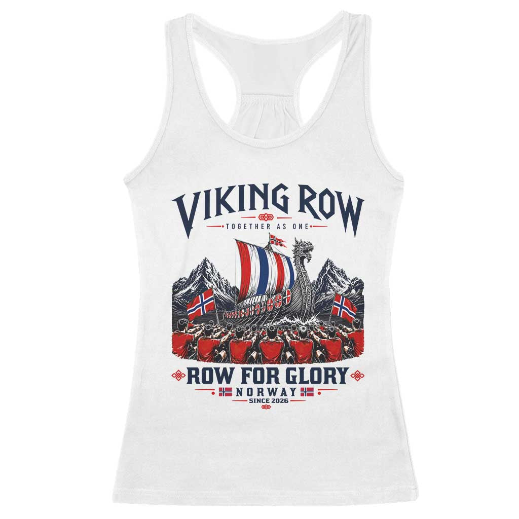 Viking Row Ro Ro Norway Norge Norwegian Flag Racerback Tank Top Row For Glory Norway Together As One Retro Football Fans TS02 White Print Your Wear