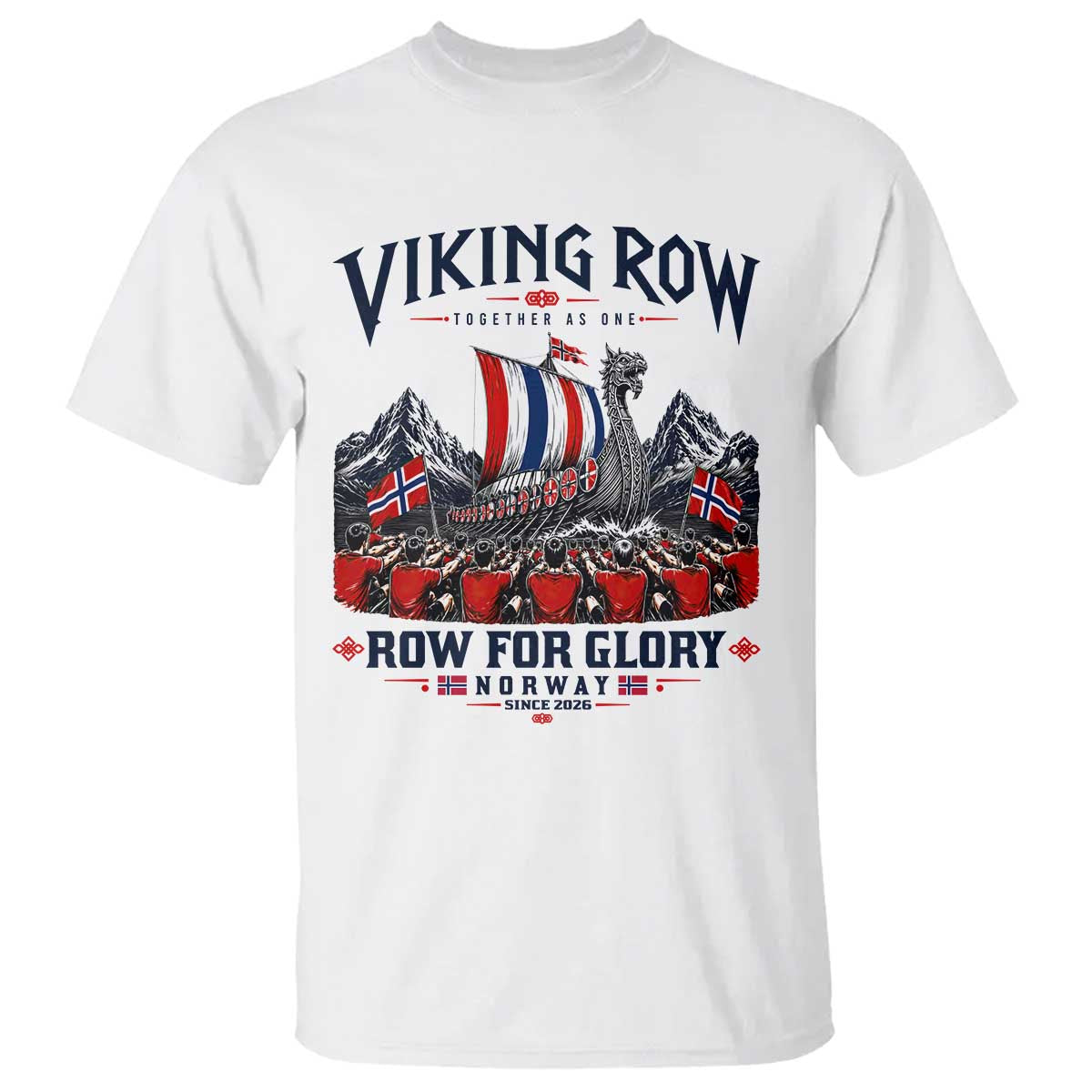 Viking Row Ro Ro Norway Norge Norwegian Flag T Shirt Row For Glory Norway Together As One Retro Football Fans TS02 White Print Your Wear