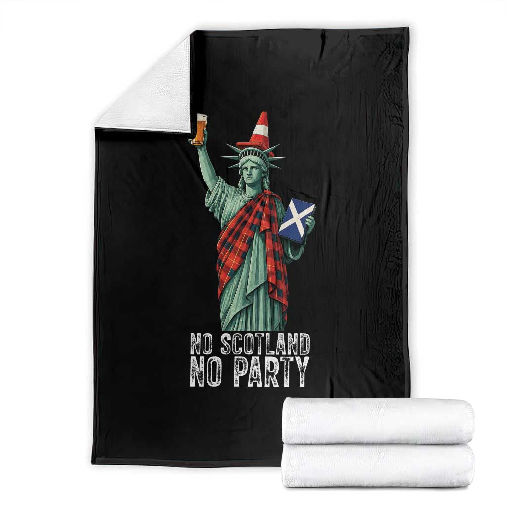 No Scotland No Party Funny Statue of Liberty Celebration Throw Blanket Saltire Flag Glasgow Cone Scottish Football Fans TS02 Black Print Your Wear