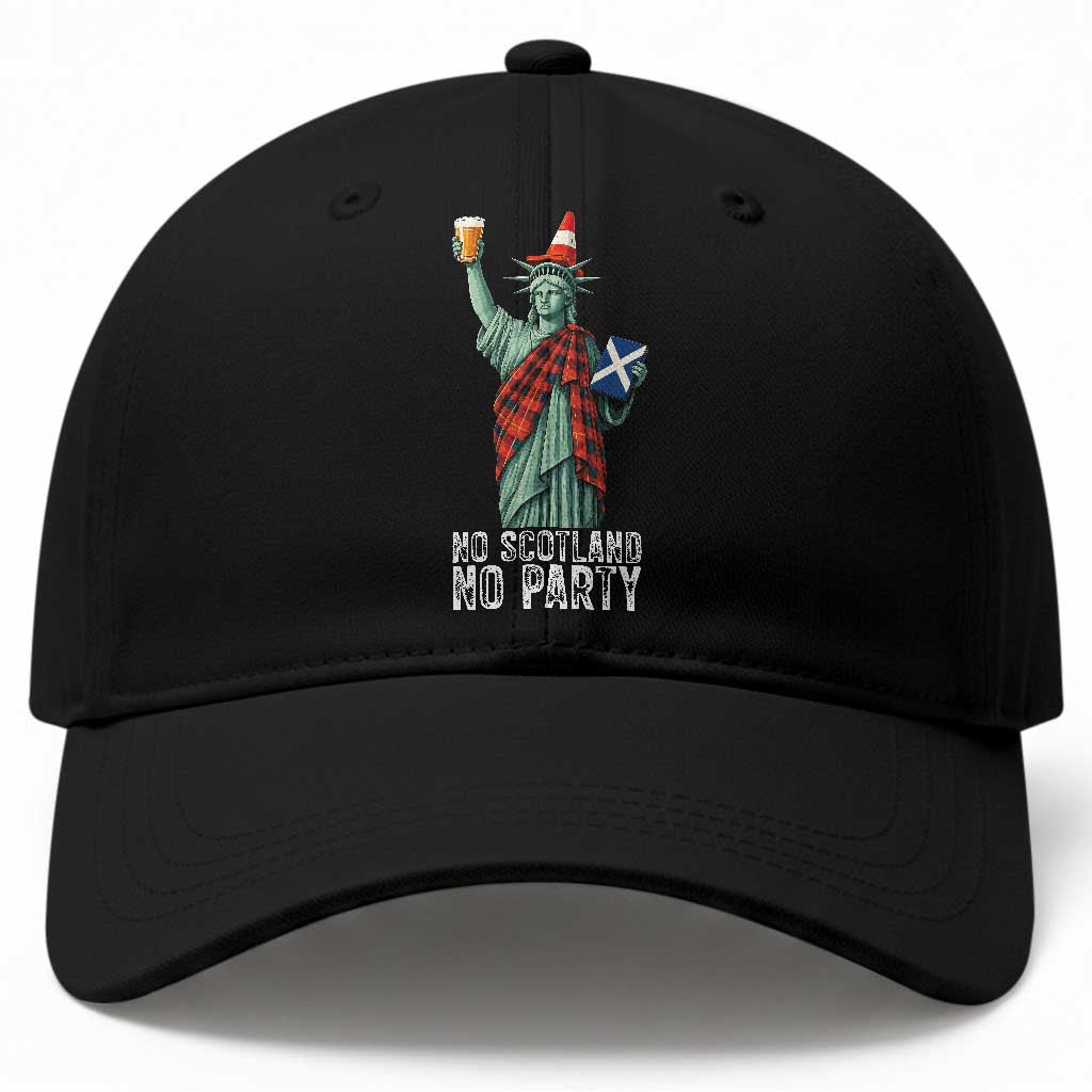No Scotland No Party Funny Statue of Liberty Celebration Baseball Cap Saltire Flag Glasgow Cone Scottish Football Fans TS02 Print Your Wear