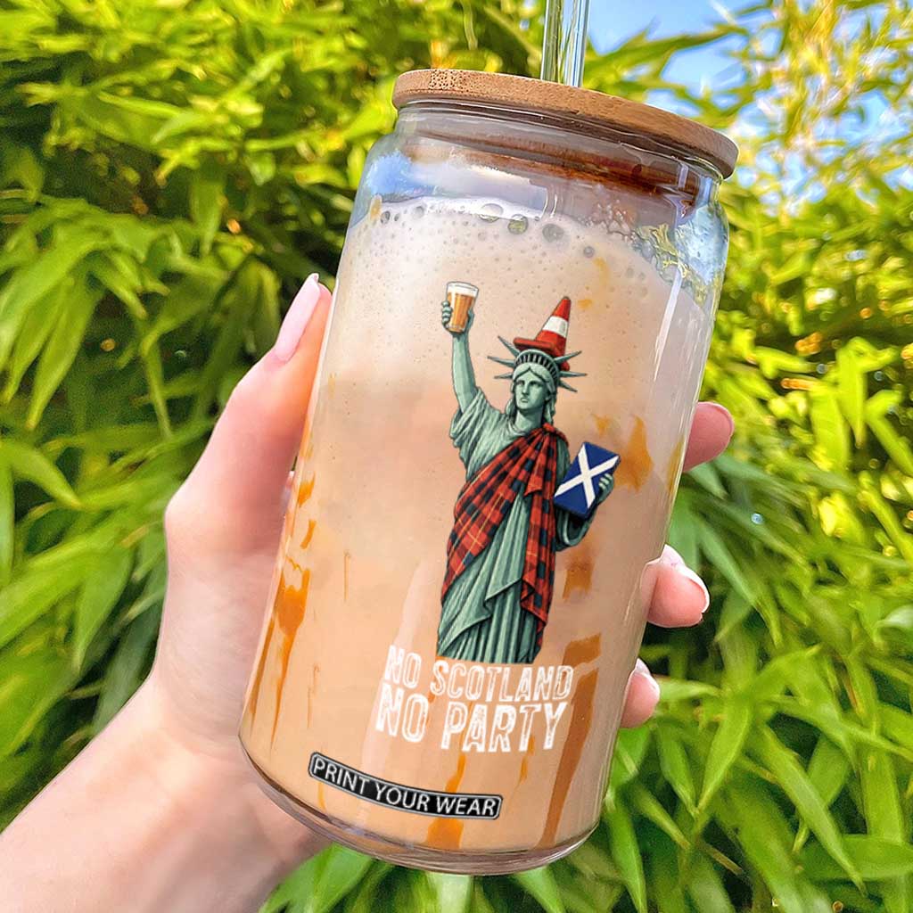No Scotland No Party Funny Statue of Liberty Celebration Glass Can Saltire Flag Glasgow Cone Scottish Football Fans TS02 Black Print Your Wear