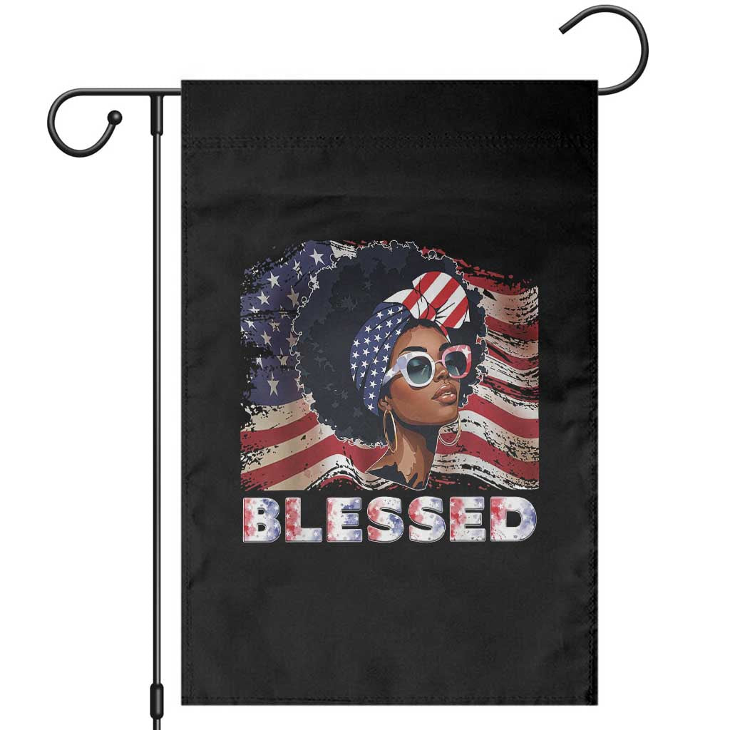 Blessed Black Queen Afro American Flag Garden Flag Patriotic Juneteenth 4th of July TS02 Black Print Your Wear