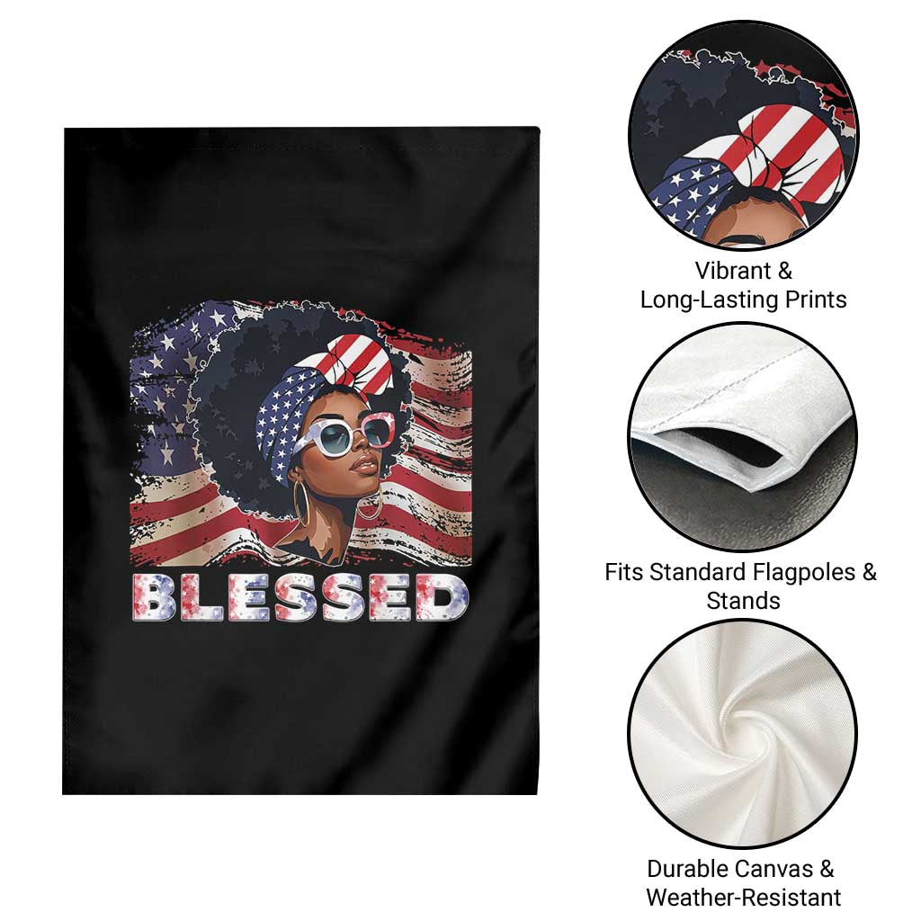 Blessed Black Queen Afro American Flag Garden Flag Patriotic Juneteenth 4th of July TS02 Print Your Wear