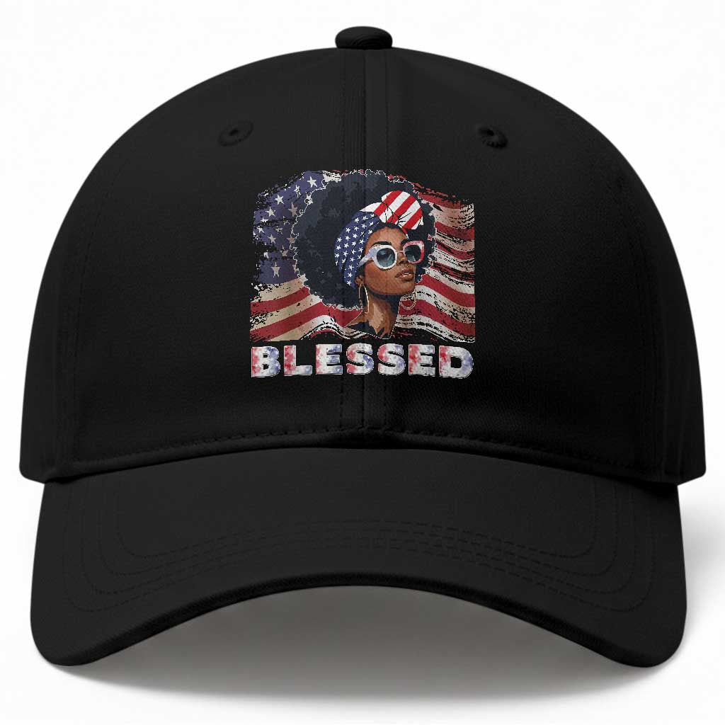 Blessed Black Queen Afro American Flag Baseball Cap Patriotic Juneteenth 4th of July TS02 Print Your Wear