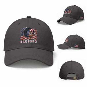 Blessed Black Queen Afro American Flag Baseball Cap Patriotic Juneteenth 4th of July TS02 Baseball Cap Universal Fit Dark Gray Print Your Wear