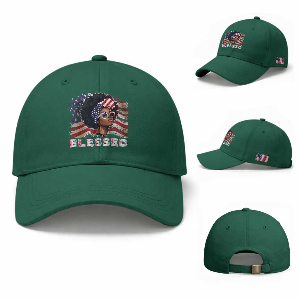 Blessed Black Queen Afro American Flag Baseball Cap Patriotic Juneteenth 4th of July TS02 Baseball Cap Universal Fit Irish Green Print Your Wear