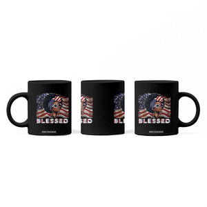 Blessed Black Queen Afro American Flag Coffee Mug Patriotic Juneteenth 4th of July TS02 Print Your Wear