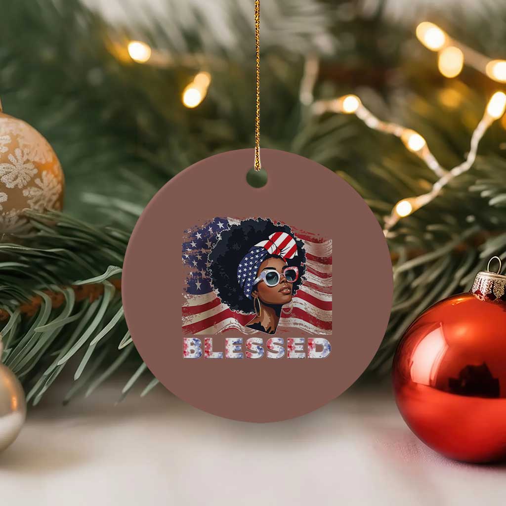 Blessed Black Queen Afro American Flag Ceramic Ornament Patriotic Juneteenth 4th of July TS02 1pc Mocha Print Your Wear