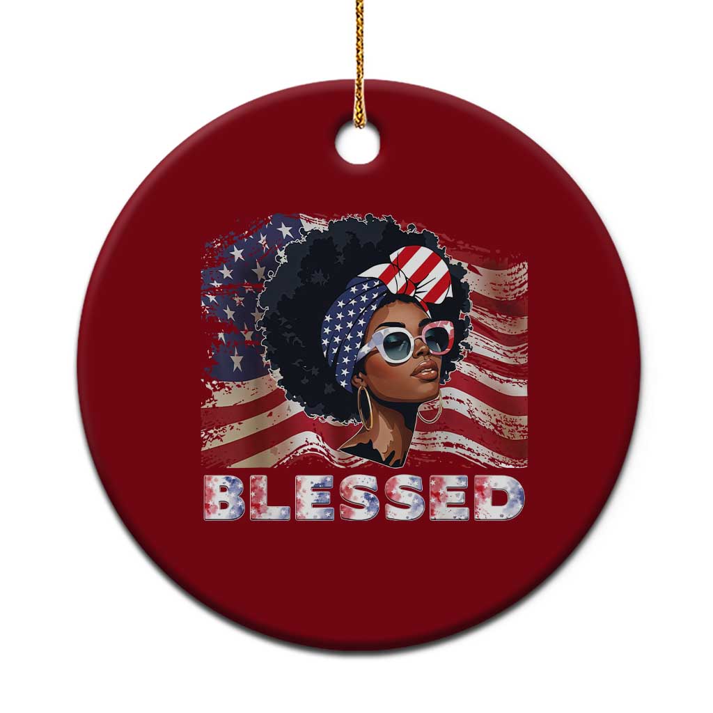 Blessed Black Queen Afro American Flag Ceramic Ornament Patriotic Juneteenth 4th of July TS02 1pc Red Print Your Wear