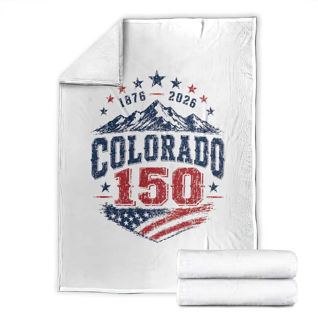 Colorado Rocky Mountains 150th Anniversary Throw Blanket Sesquicentennial 1876 2026 Patriotic Graphic TS02 White Print Your Wear
