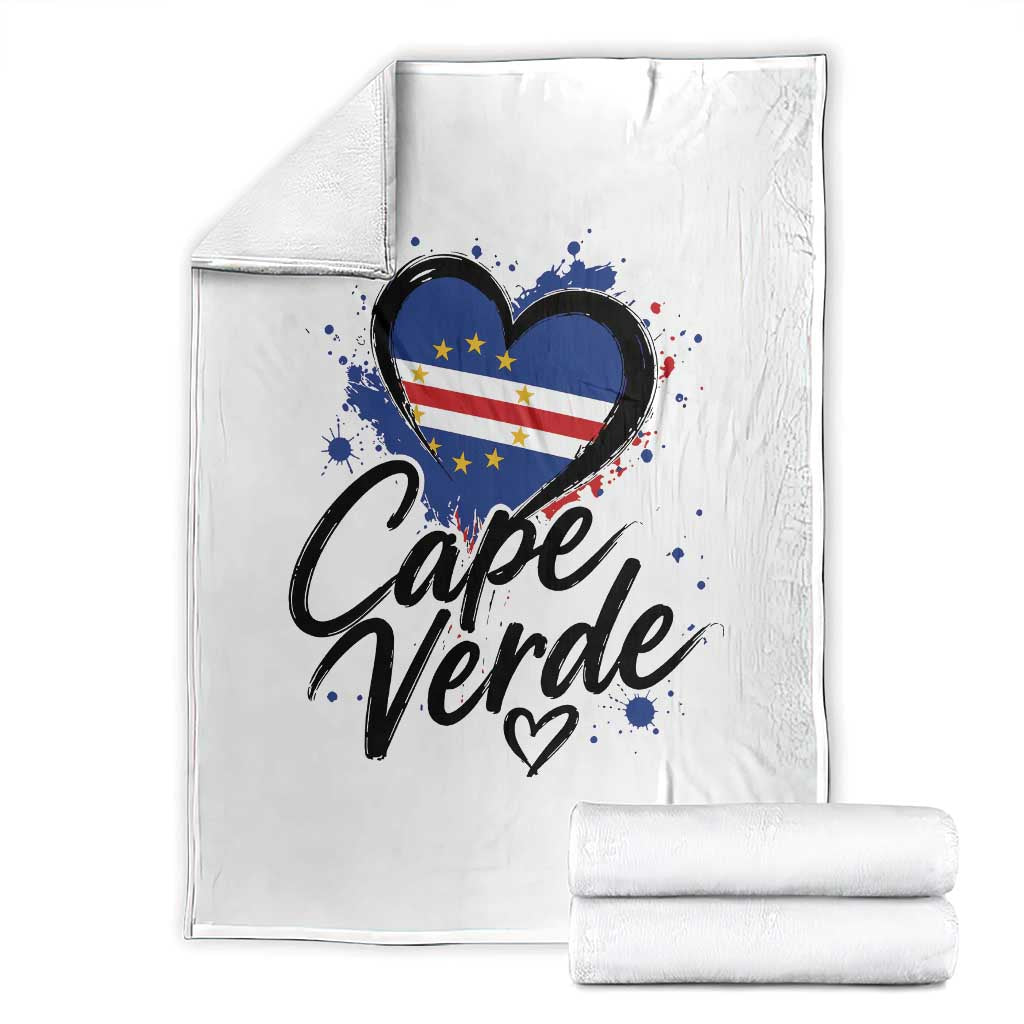 Cape Verde Flag Heart Throw Blanket Cabo Verde Pride Verdean Love TS02 White Print Your Wear