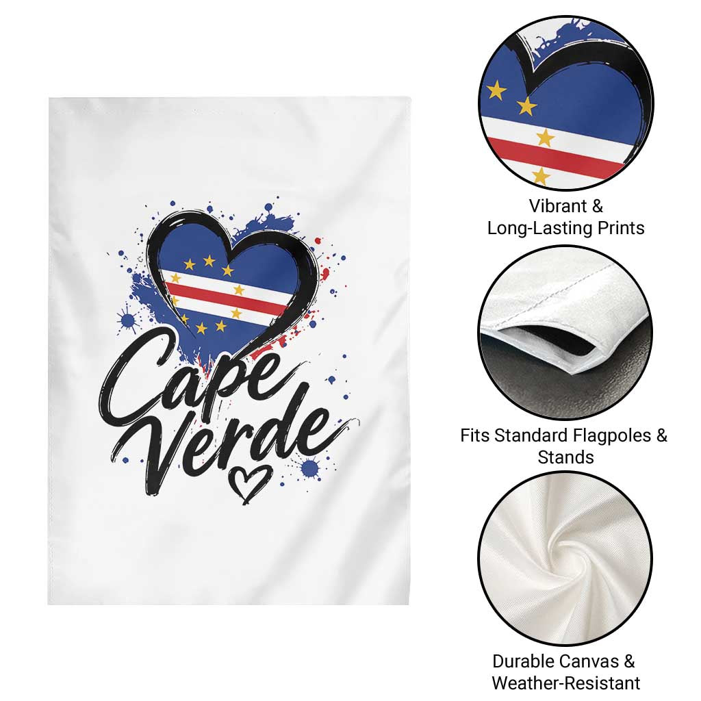 Cape Verde Flag Heart Garden Flag Cabo Verde Pride Verdean Love TS02 Print Your Wear