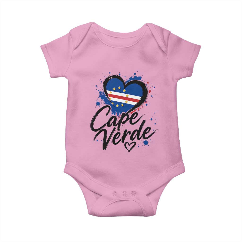 Cape Verde Flag Heart Baby Onesie Cabo Verde Pride Verdean Love TS02 Light Pink Print Your Wear