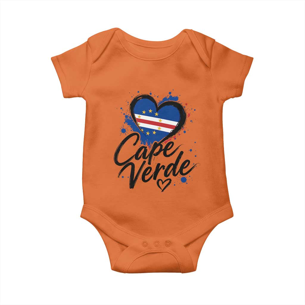 Cape Verde Flag Heart Baby Onesie Cabo Verde Pride Verdean Love TS02 Orange Print Your Wear