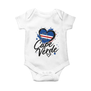 Cape Verde Flag Heart Baby Onesie Cabo Verde Pride Verdean Love TS02 White Print Your Wear
