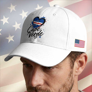 Cape Verde Flag Heart Baseball Cap Cabo Verde Pride Verdean Love TS02 Print Your Wear