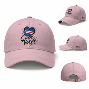 Cape Verde Flag Heart Baseball Cap Cabo Verde Pride Verdean Love TS02 Baseball Cap Universal Fit Light Pink Print Your Wear