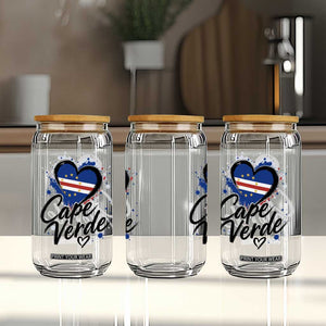 Cape Verde Flag Heart Glass Can Cabo Verde Pride Verdean Love TS02 Print Your Wear