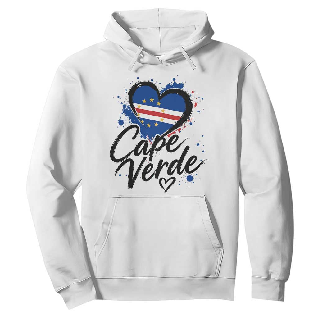 Cape Verde Flag Heart Hoodie Cabo Verde Pride Verdean Love TS02 White Print Your Wear