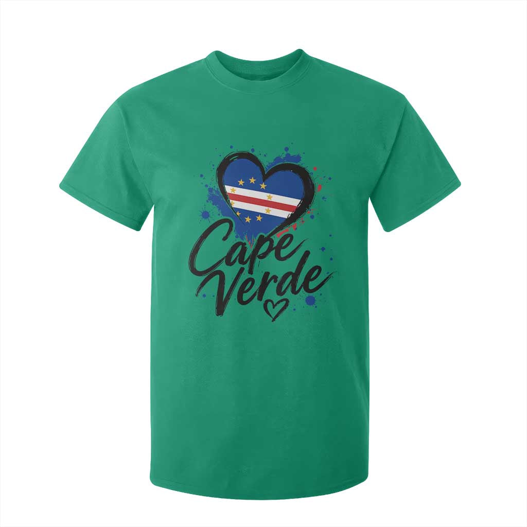 Cape Verde Flag Heart T Shirt For Kid Cabo Verde Pride Verdean Love TS02 Irish Green Print Your Wear
