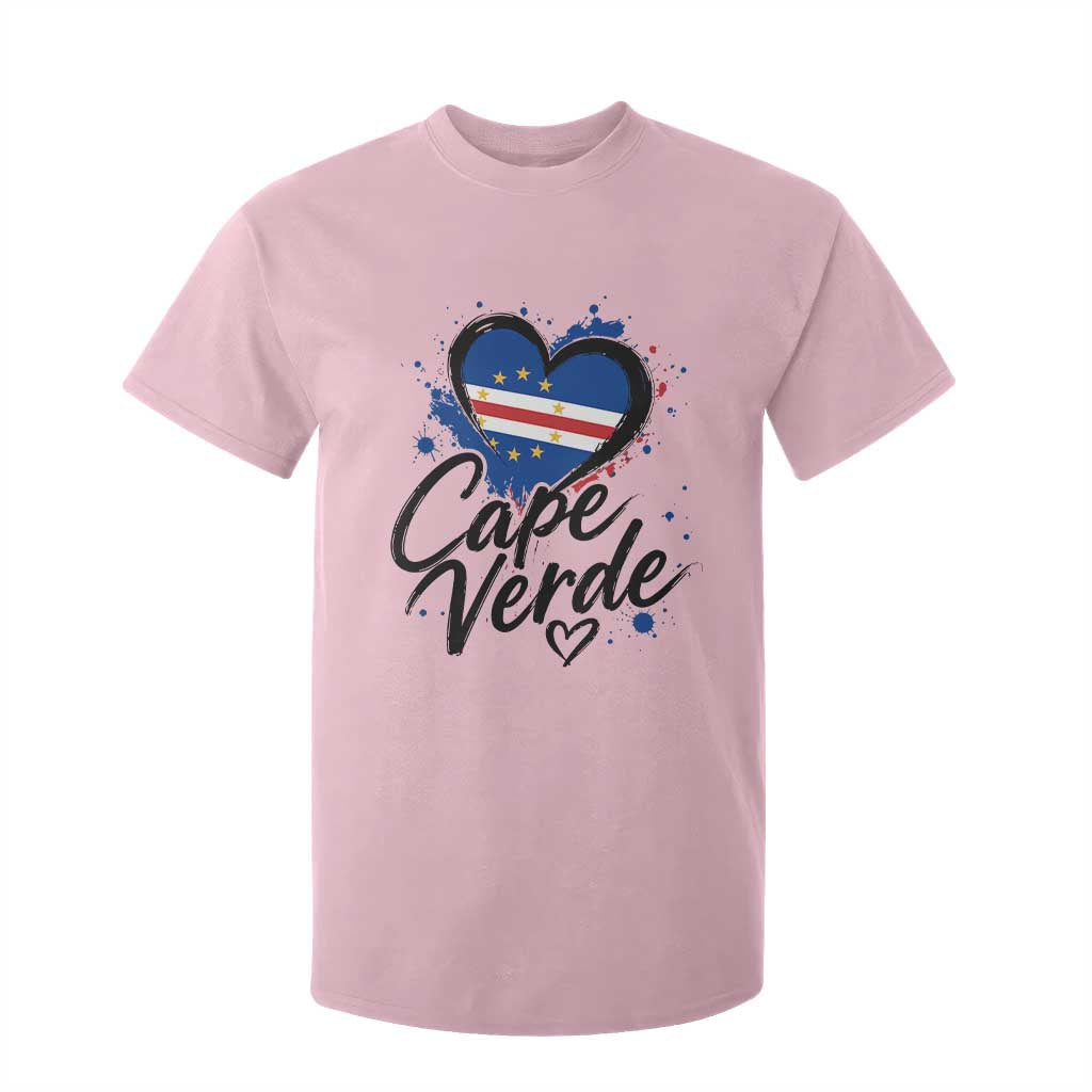 Cape Verde Flag Heart T Shirt For Kid Cabo Verde Pride Verdean Love TS02 Light Pink Print Your Wear