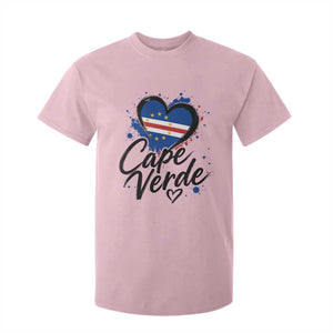 Cape Verde Flag Heart T Shirt For Kid Cabo Verde Pride Verdean Love TS02 Light Pink Print Your Wear