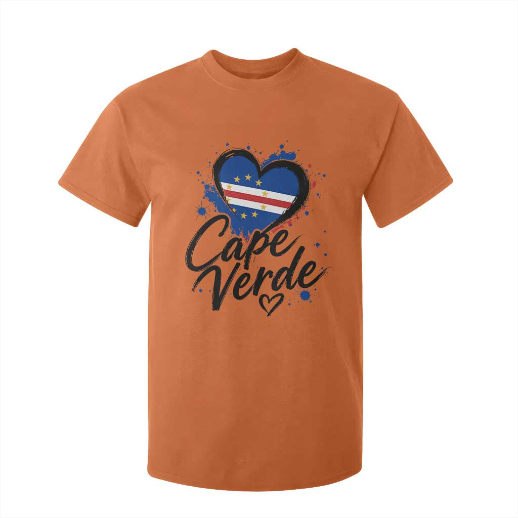 Cape Verde Flag Heart T Shirt For Kid Cabo Verde Pride Verdean Love TS02 Orange Print Your Wear