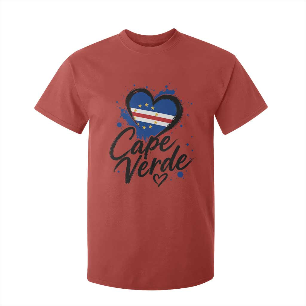 Cape Verde Flag Heart T Shirt For Kid Cabo Verde Pride Verdean Love TS02 Red Print Your Wear