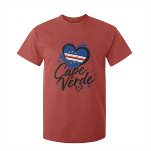 Cape Verde Flag Heart T Shirt For Kid Cabo Verde Pride Verdean Love TS02 Red Print Your Wear
