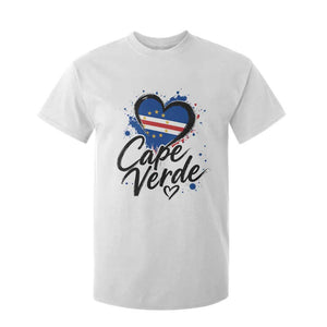 Cape Verde Flag Heart T Shirt For Kid Cabo Verde Pride Verdean Love TS02 White Print Your Wear