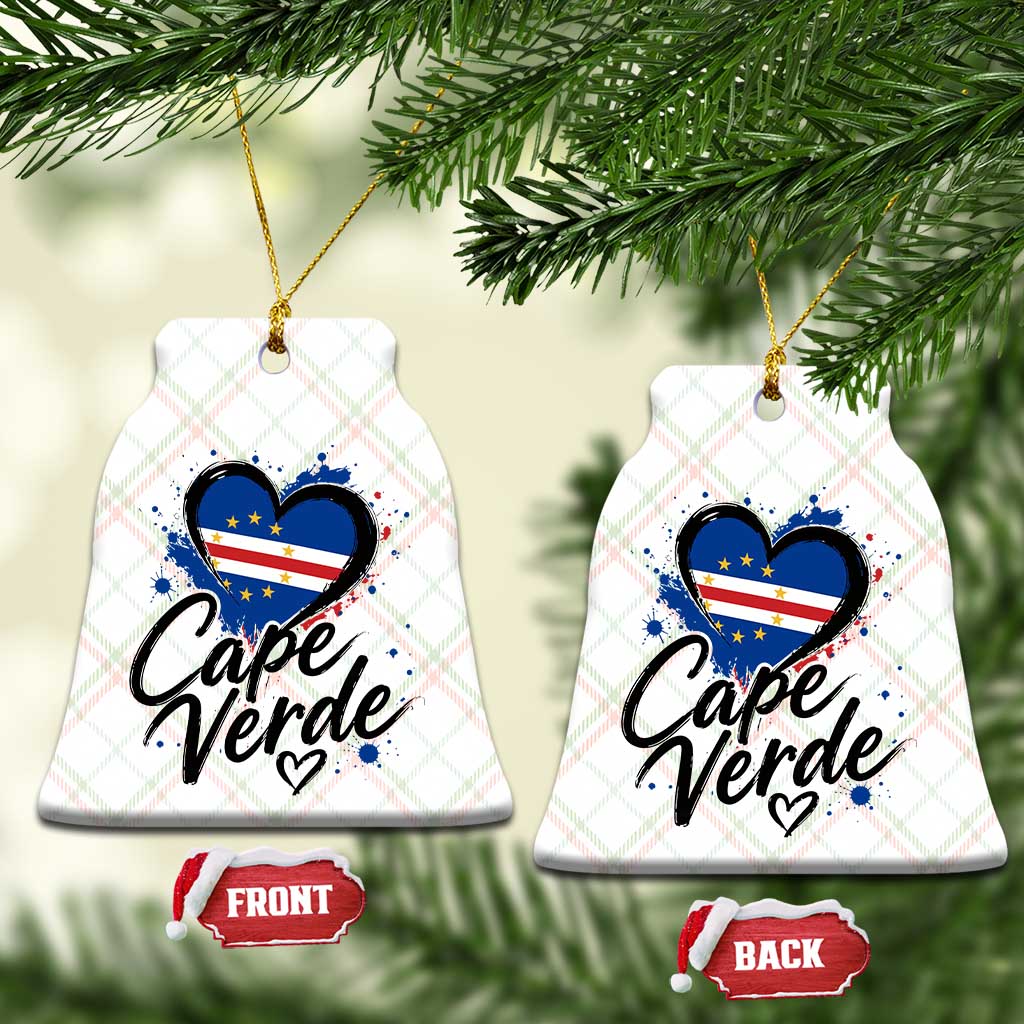 Cape Verde Flag Heart Ceramic Ornament Cabo Verde Pride Verdean Love TS02 Print Your Wear