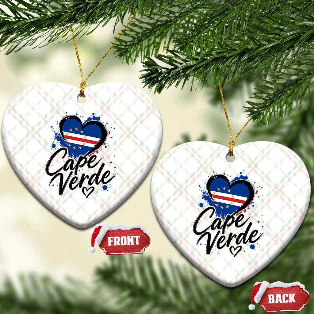 Cape Verde Flag Heart Ceramic Ornament Cabo Verde Pride Verdean Love TS02 Print Your Wear