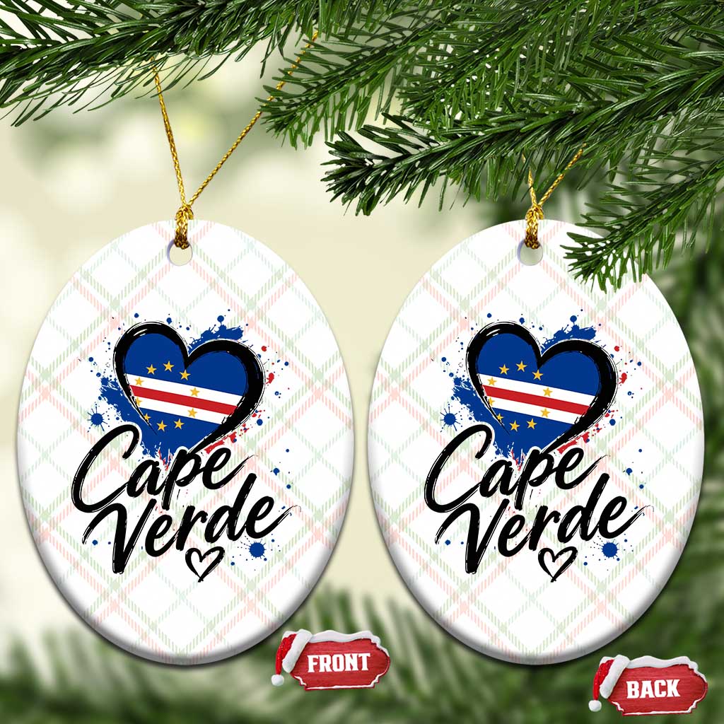 Cape Verde Flag Heart Ceramic Ornament Cabo Verde Pride Verdean Love TS02 Print Your Wear