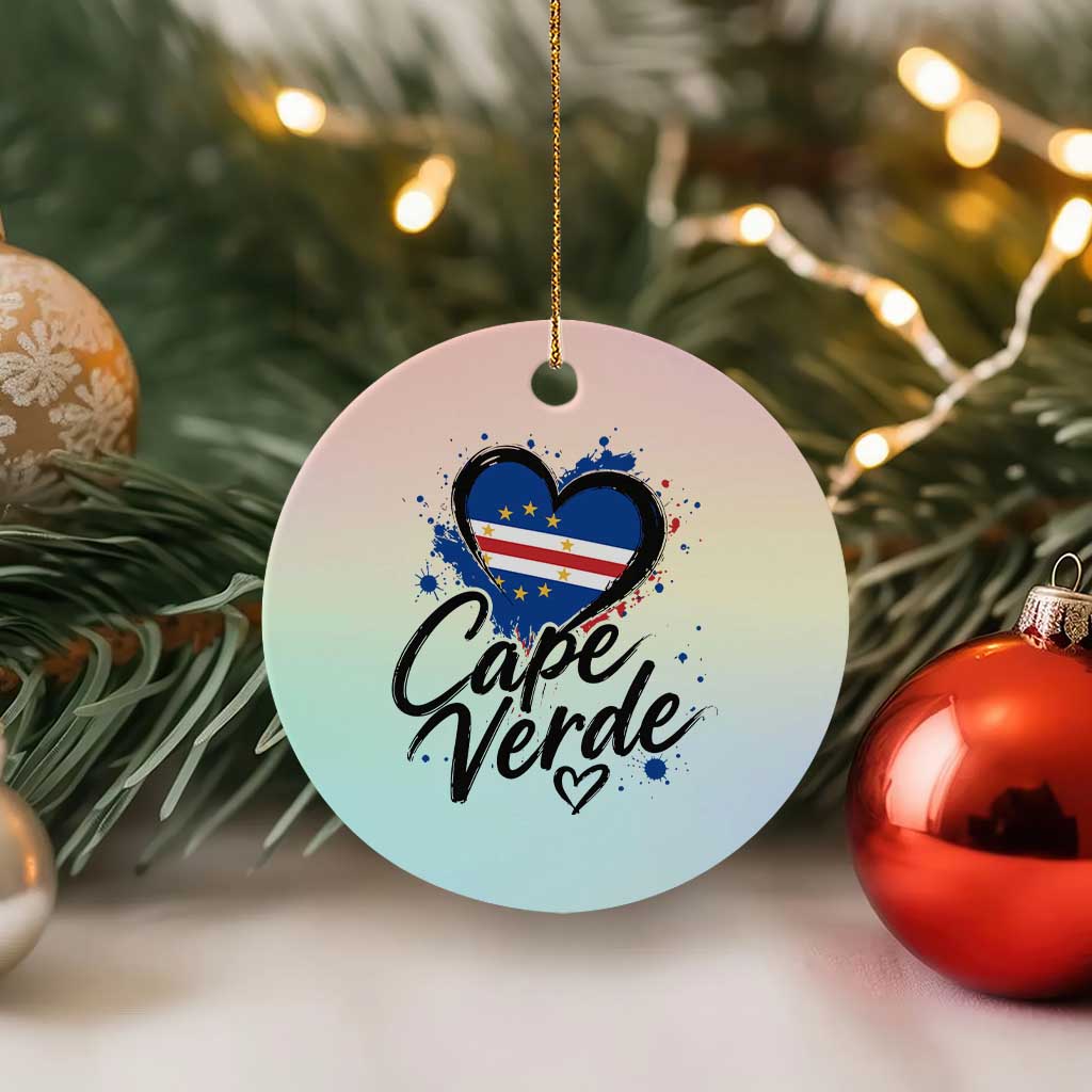 Cape Verde Flag Heart Ceramic Ornament Cabo Verde Pride Verdean Love TS02 1pc Pastel Print Your Wear