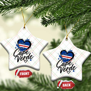 Cape Verde Flag Heart Ceramic Ornament Cabo Verde Pride Verdean Love TS02 Print Your Wear