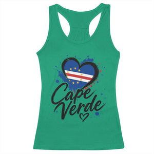 Cape Verde Flag Heart Racerback Tank Top Cabo Verde Pride Verdean Love TS02 Irish Green Print Your Wear