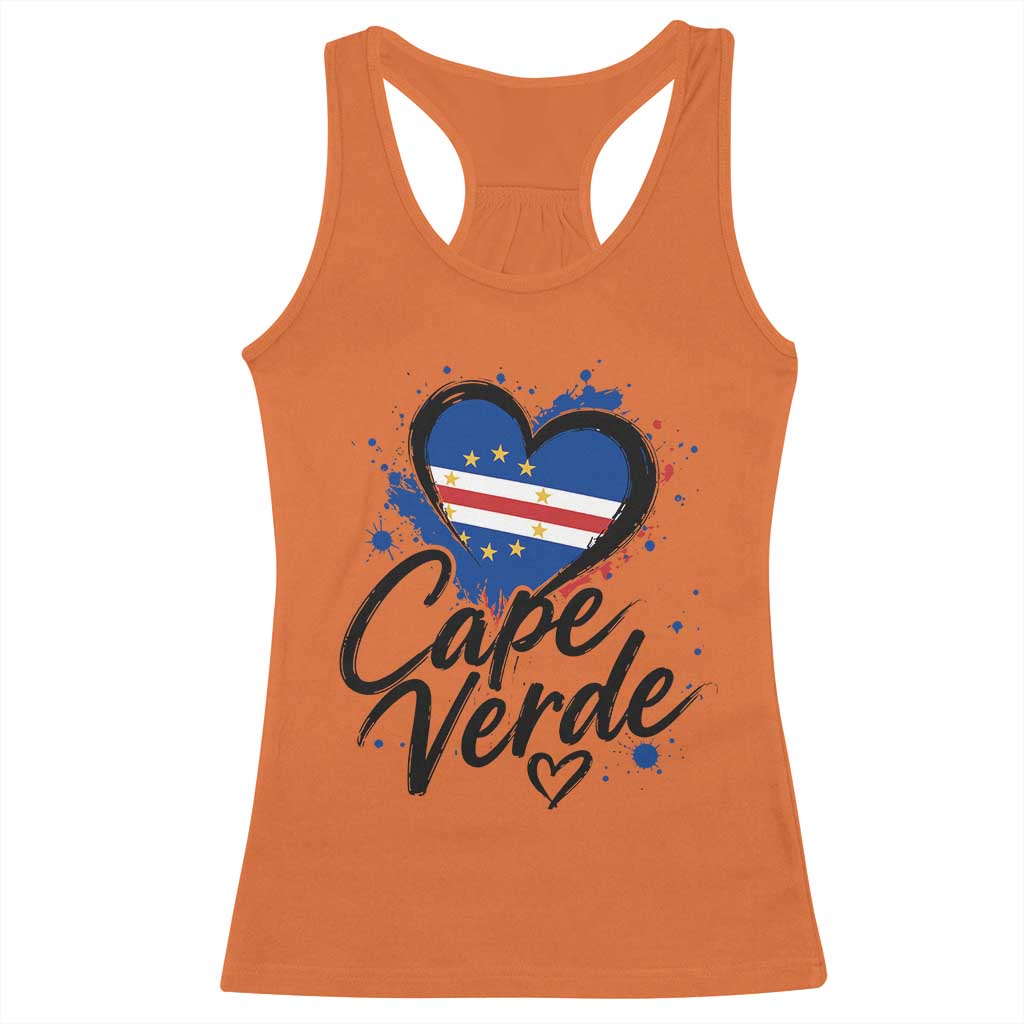 Cape Verde Flag Heart Racerback Tank Top Cabo Verde Pride Verdean Love TS02 Orange Print Your Wear